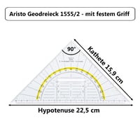 Echer Aristo AR18032B Geodreieck AR1555/2 cu husă de protecție Geocover, 22,5 cm, mâner fix, striații pentru tuș, închidere magnetică 2