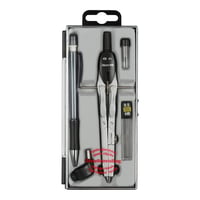 Set compas Aristo AR80084 College, 5 piese, reglare rapidă, cu mine de rezervă pentru creion mecanic de 0,5 mm, adaptor, argintiu-negru 1
