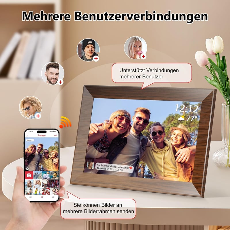 ARJudy 10.1" WiFi digitális képkeret 32GB IPS érintőképernyő automatikus forgatás