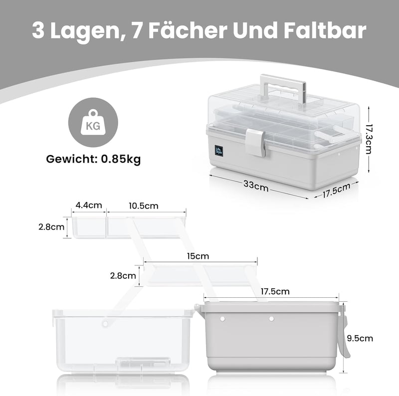 ARJudy 33cm 3 szintes összecsukható tárolódoboz szürke szortírozó szekrény