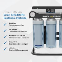 Filtračný systém s reverznou osmózou ARKA myAqua 400, 400 l/deň – s posilňovacím čerpadlom, TDS metrom a manometrom – 99 % solí, nečistôt a baktérií 2