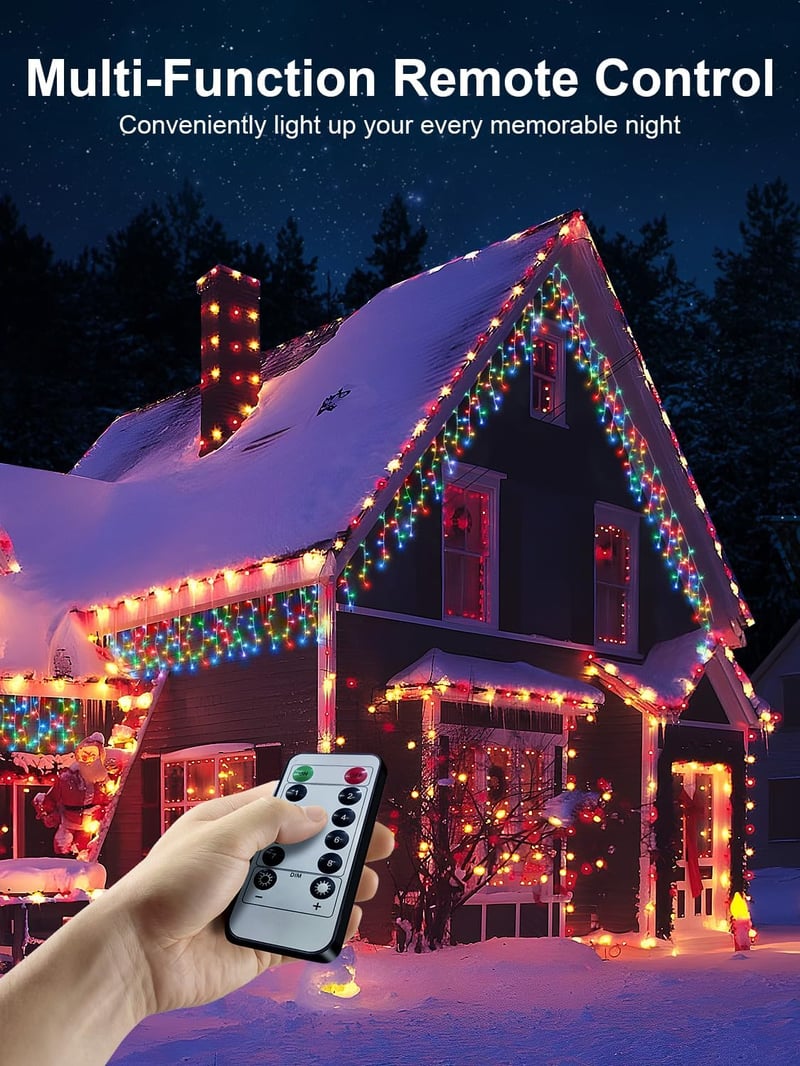 ARKOCHIC 10m 400 LED Jégcsap Fényfüzér Távirányítóval IP65 Vízálló 8 Mód Karácsony Kert Dekoráció