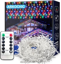 ARKOCHIC 10m 400 LED Jégcsap Fényfüzér Távirányítóval IP65 Vízálló 8 Mód Karácsony Kert Dekoráció 1