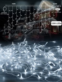 ARKOCHIC Jégcsap Fényfüzér 30m 1200 LED IP65 Vízálló - 8 Világítási Mód Kültéri-Beltéri Használatra, Karácsonyra, Esküvőre, Erkélyre, Hideg  6