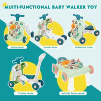 Arkyomi 6 az 1-ben Bébi Járássegítő - Multifunkciós Fejlesztő Asztal, Egyensúlyozó Bicikli és Roller Kisfiúknak, Kislányoknak (Zöld) 2