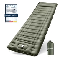 Saltea de camping gonflabilă Arlierss, 12 cm grosime, cu pompă de picior și pernă integrate, ripstop, saltea de dormit portabilă pentru drumeții, călătorii, plajă, verde militar 1