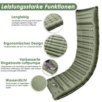 Saltea de camping gonflabilă Arlierss, 12 cm grosime, cu pompă de picior și pernă integrate, ripstop, saltea de dormit portabilă pentru drumeții, călătorii, plajă, verde militar 7