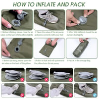 Saltea de camping gonflabilă Arlierss, 12 cm grosime, cu pompă de picior și pernă integrate, ripstop, saltea de dormit portabilă pentru drumeții, călătorii, plajă, verde militar 8