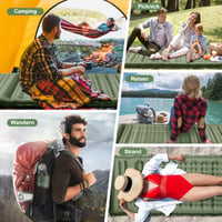Saltea de camping gonflabilă Arlierss, 12 cm grosime, cu pompă de picior și pernă integrate, ripstop, saltea de dormit portabilă pentru drumeții, călătorii, plajă, verde militar 6