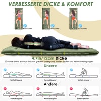Saltea de camping gonflabilă Arlierss, 12 cm grosime, cu pompă de picior și pernă integrate, ripstop, saltea de dormit portabilă pentru drumeții, călătorii, plajă, verde militar 3