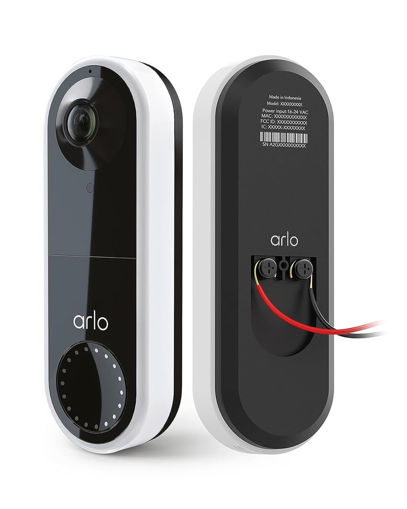 Videointerfon Wireless Arlo Essential - WiFi, Rezoluție 1536p, Unghi de vizualizare 180°, Vedere nocturnă, Controlabil de pe smartphone, Alb