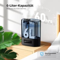 AROEVE 6L ultrahangos párásító aroma diffúzor, csendes szobai humidifier 60 órás üzemidővel 2