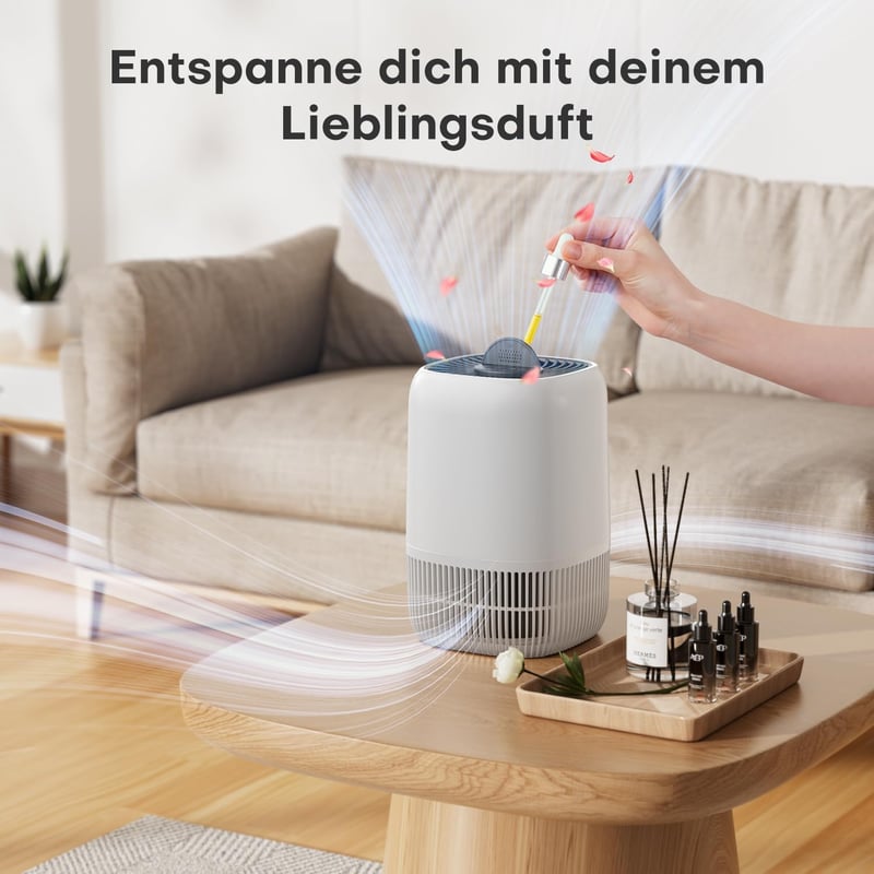 AROEVE H13 HEPA légszűrő készülék hálószobához, csendes 22dB, aromaterápia, allergia és füst elleni