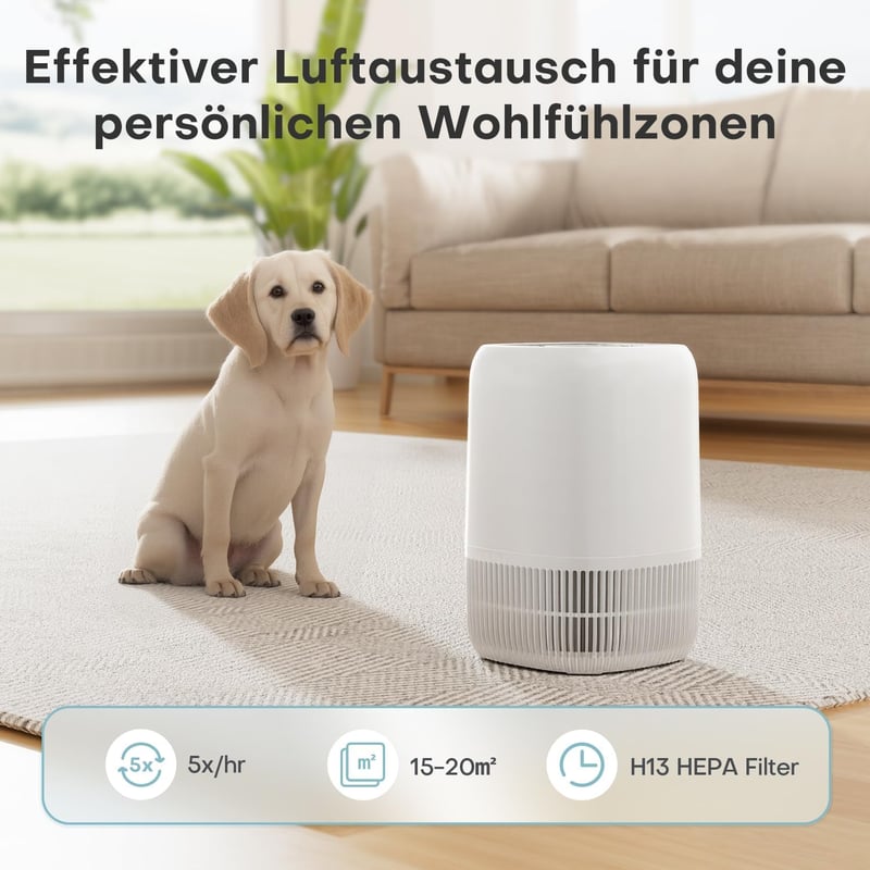 AROEVE H13 HEPA légszűrő készülék hálószobához, csendes 22dB, aromaterápia, allergia és füst elleni