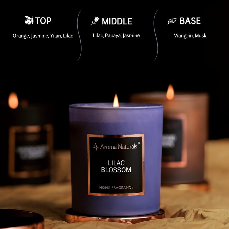 Aroma Naturals Lila Virág Illatgyertya 215g Természetes Szójaviasz 35 Óra