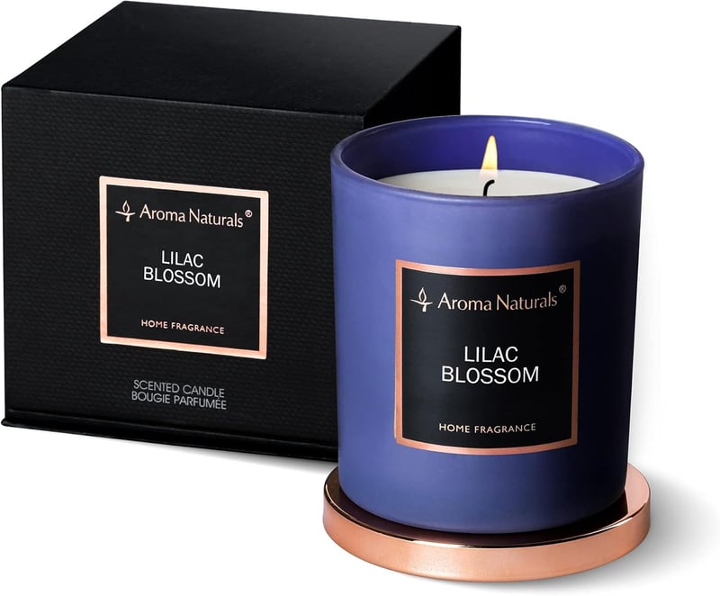 Aroma Naturals Lila Virág Illatgyertya 215g Természetes Szójaviasz 35 Óra