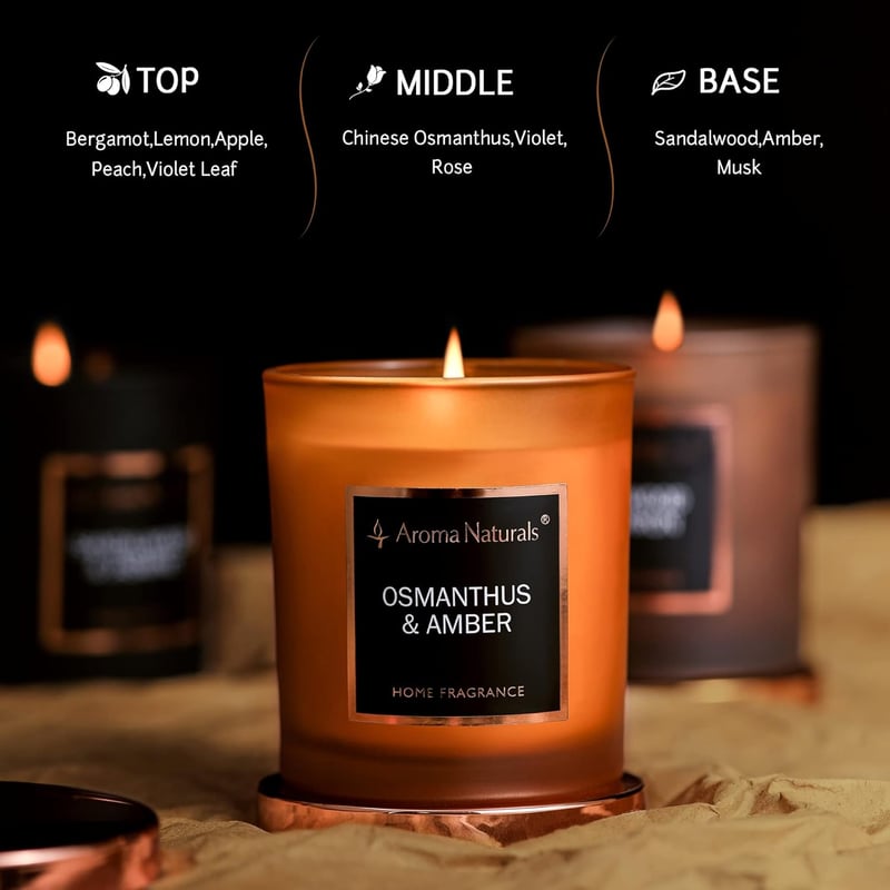 Aroma Naturals Luxus Illatgyertya 215g Osmanthus & Amber Szójawax 35 Óra