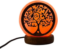 AROMASENSES USB Himalájai Sólámpa Fa Talppal - Kézzel Készített Szeretet Fa Mintázat, Folyamatos LED Világítás, Természetes Narancssárga Fén 1