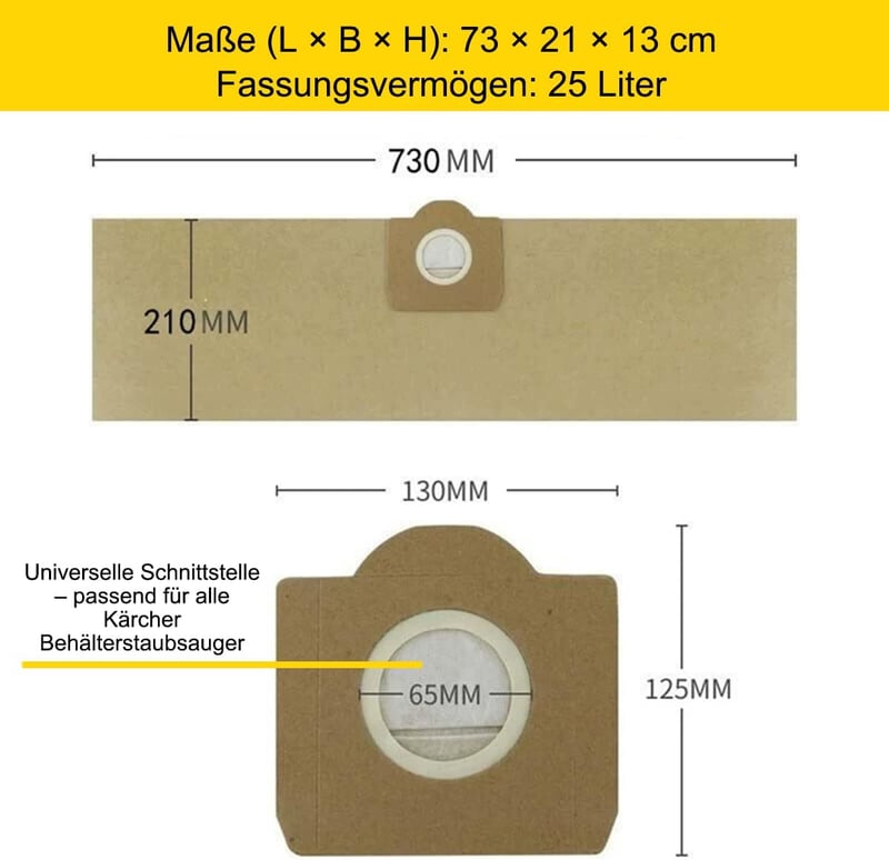 AromeLivii Kärcher WD3 WD2 porszívó zsák 10db 25L papír szűrő