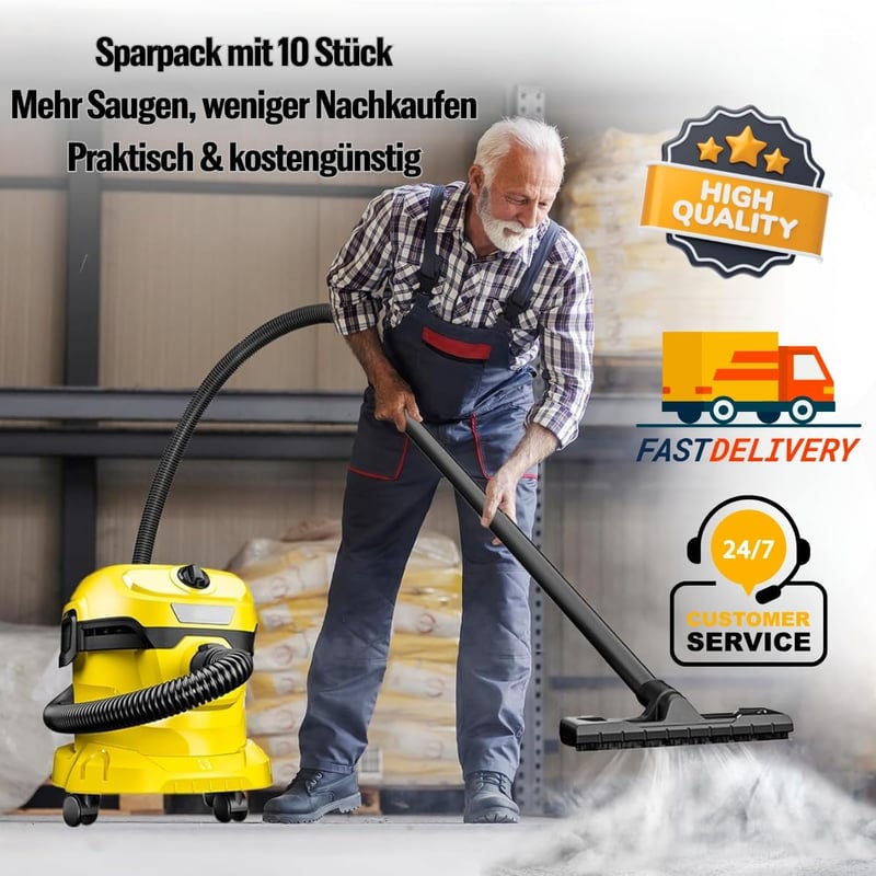 AromeLivii Kärcher WD3 WD2 porszívó zsák 10db 25L papír szűrő