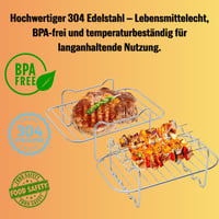 Súprava príslušenstva AromeLivii pre fritézu Ninja Double Stack XL – Grilovací rošt a rám z nehrdzavejúcej ocele s ihlami na ražniči – Ninja Foodi AF300EU AF400EU AF5 5