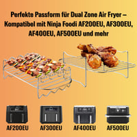 Súprava príslušenstva AromeLivii pre fritézu Ninja Double Stack XL – Grilovací rošt a rám z nehrdzavejúcej ocele s ihlami na ražniči – Ninja Foodi AF300EU AF400EU AF5 2