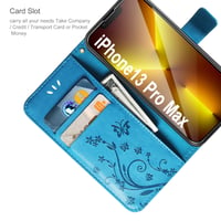 AROYI iPhone 13 Pro Max plava maskica s utorom za kartice i stalkom 2