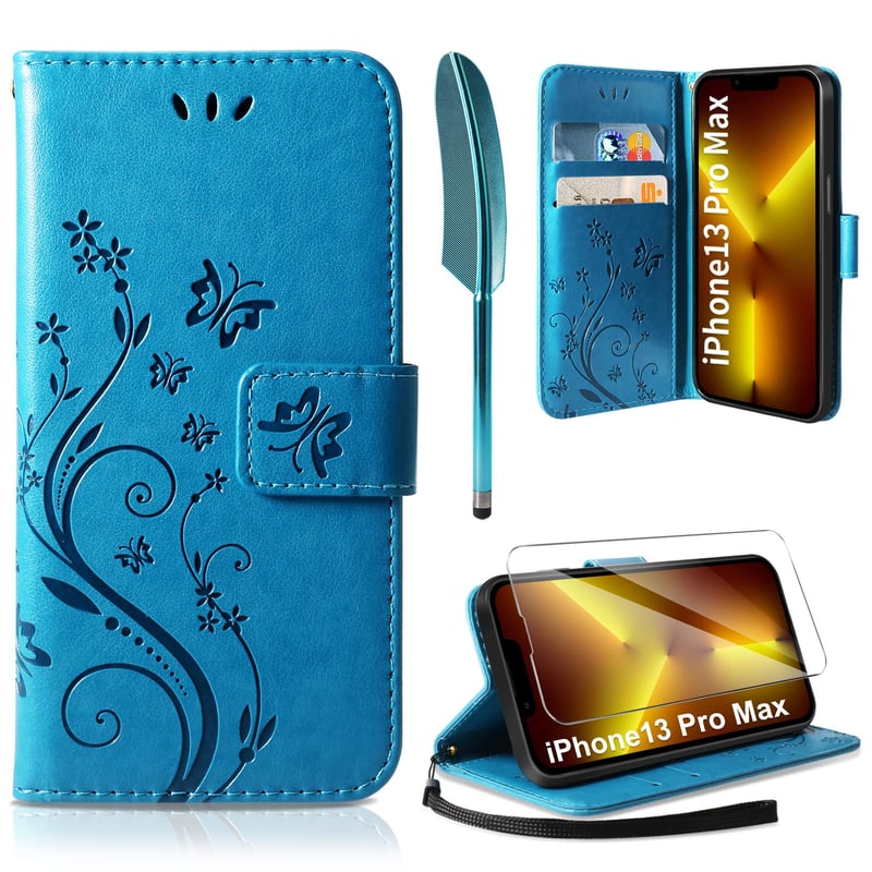 AROYI iPhone 13 Pro Max plava maskica s utorom za kartice i stalkom