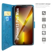AROYI iPhone 13 Pro Max plava maskica s utorom za kartice i stalkom 3