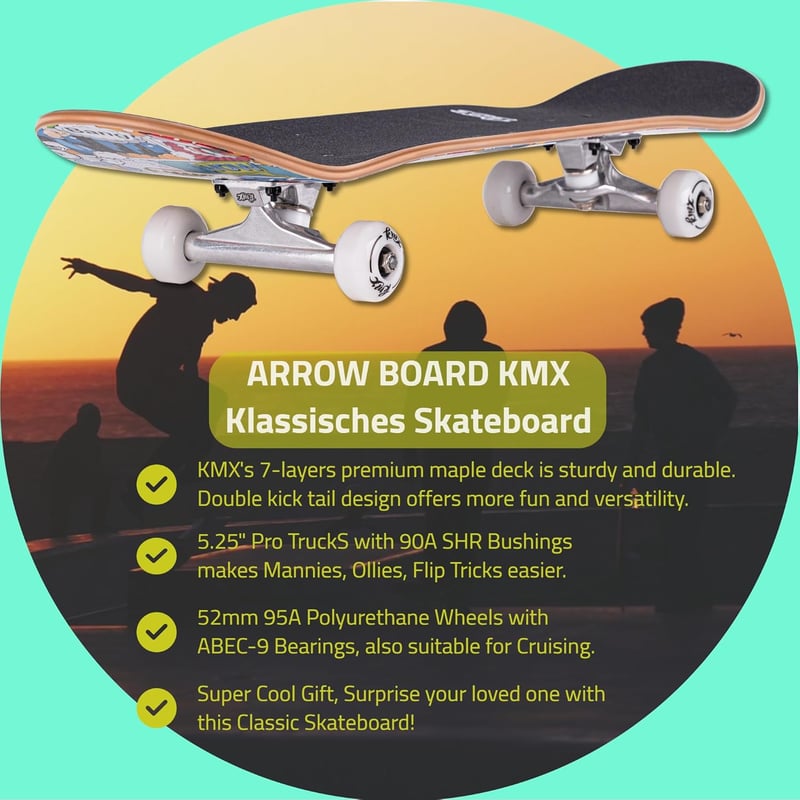 Arrow Board KMX Skateboard 22-31 inch Kezdőknek és Gyerekeknek Cruising Trükkök