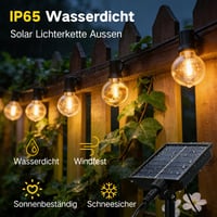Ghirlandă luminoasă solară de exterior ArsMotin, 15 m, cu telecomandă, rezistentă la apă IP65, 3 moduri de intensitate reglabile, 17+1 becuri G40, ghirlandă luminoasă solară LED pentru grădină, balcon, terasă, petreceri 2