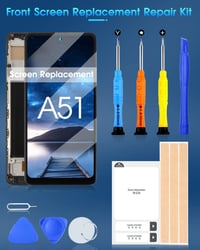ARSSLY LCD displej pre Samsung Galaxy A51 4G (A515F, SM-A515F/DS), náhradný dotykový displej s rámom, čierny, vrátane digitalizátora a súpravy na opravu (nie je kompatibilný s 5G modelom) 8