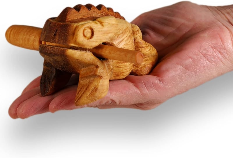 ART-CRAFT Fa Béka Hangszer Kurbágahang Effekt Zenei Eszköz Barna Ahşap 11cm Relaxációs Terápia