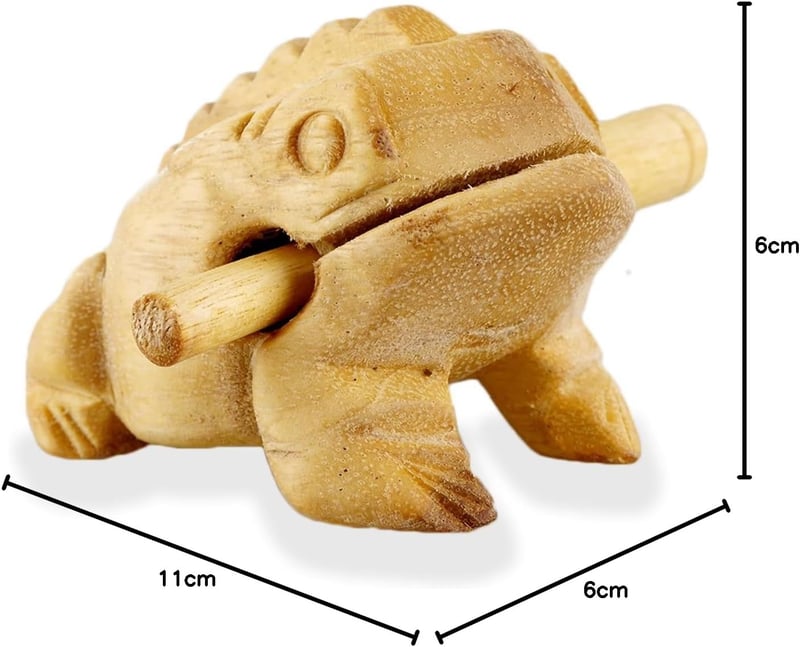 ART-CRAFT Fa Béka Hangszer Kurbágahang Effekt Zenei Eszköz Barna Ahşap 11cm Relaxációs Terápia