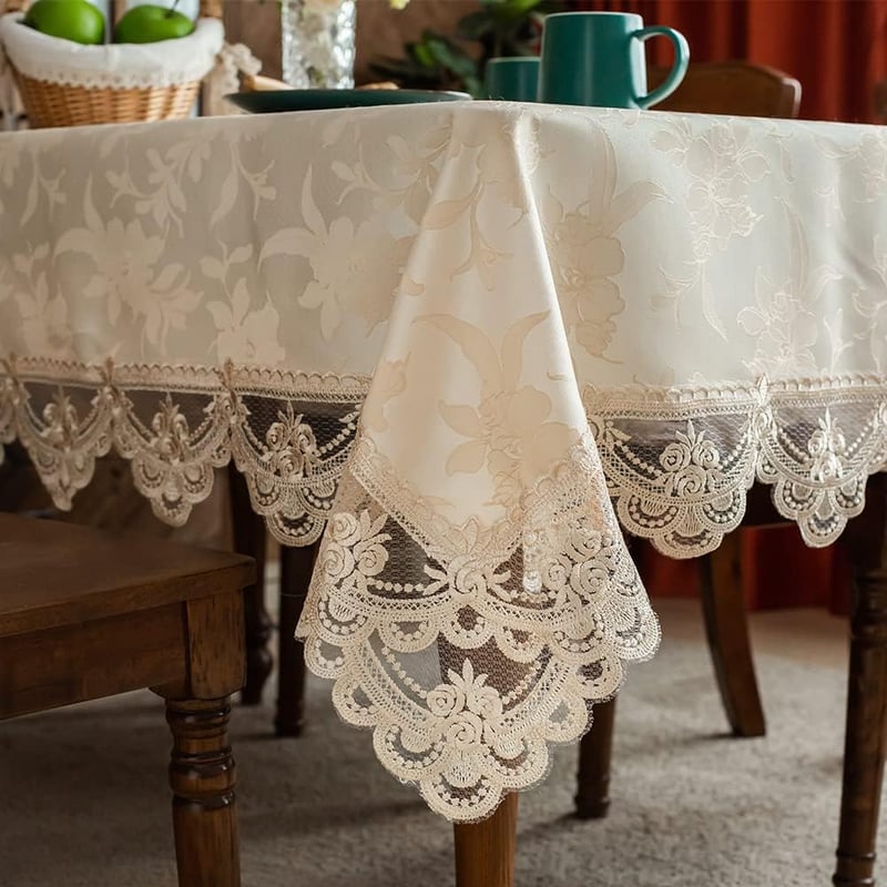 ARTABLE Csipke Jacquard Asztalterítő 140x240cm Bézs Elegáns Esküvőhöz