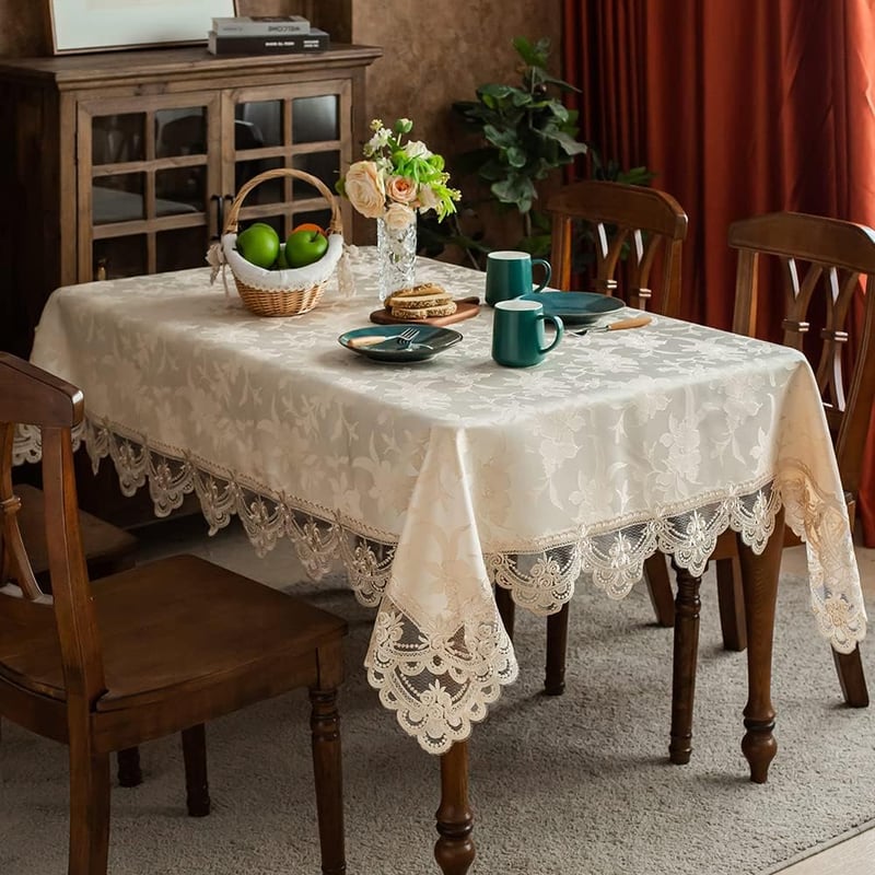ARTABLE Csipke Jacquard Asztalterítő 140x240cm Bézs Elegáns Esküvőhöz