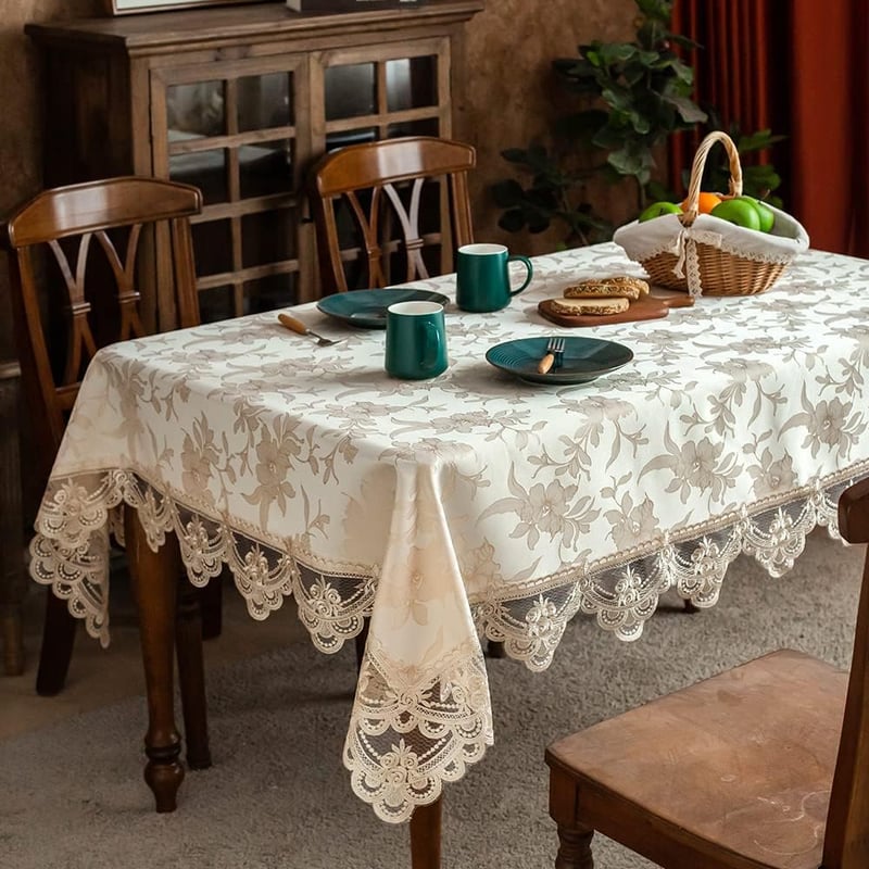 ARTABLE Csipke Jacquard Asztalterítő 140x240cm Bézs Elegáns Esküvőhöz
