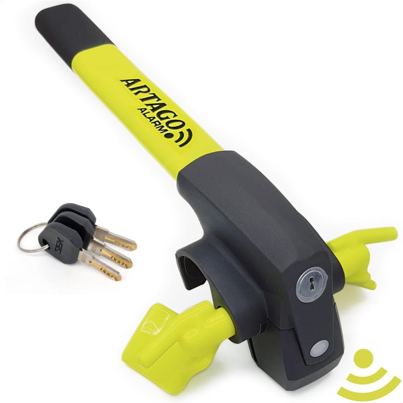 Prémiový zámok na volant Artago 870 2 v 1 s alarmom 120 dB, LED signalizáciou a ochranou proti krádeži pre osobné autá, SUV, pickupy a dodávky