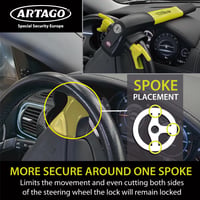 Prémiový zámok na volant Artago 870 2 v 1 s alarmom 120 dB, LED signalizáciou a ochranou proti krádeži pre osobné autá, SUV, pickupy a dodávky 3