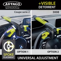 Prémiový zámok na volant Artago 870 2 v 1 s alarmom 120 dB, LED signalizáciou a ochranou proti krádeži pre osobné autá, SUV, pickupy a dodávky 7