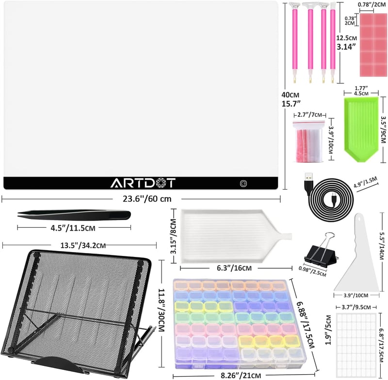 ARTDOT A2 LED Rajztábla Gyémántfestéshez Hordozható Vékony Világító Tablet