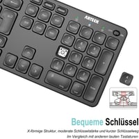 Arteck 2.4 GHz vezeték nélküli billentyűzet numerikus billentyűzettel, USB töltős, Windows kompatibilis 3