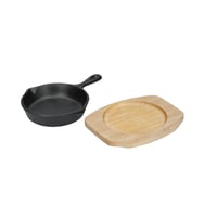 Mini tigaie din fontă Artesa cu fund din lemn de arțar, în cutie cadou – 16 x 11,5 x 2,5 cm, negru/bej 9