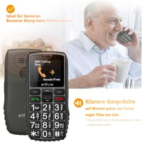 artfone 4G Időseknek Mobiltelefon - Nagyméretű Gombokkal, Töltőállomással, SOS Vészgombbal, T9 Prediktív Szövegbevitellel, USB-C, 1800mAh Ak 3