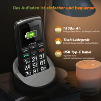 artfone 4G Időseknek Mobiltelefon - Nagyméretű Gombokkal, Töltőállomással, SOS Vészgombbal, T9 Prediktív Szövegbevitellel, USB-C, 1800mAh Ak 4