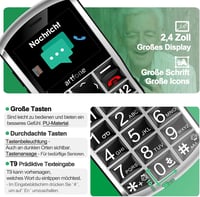 artfone A400 4G Idősbarát Mobiltelefon Nagy Gombokkal, Vészhívó Gombbal, Dual SIM, Asztali Töltőállvánnyal, 2.4" Kijelző 2