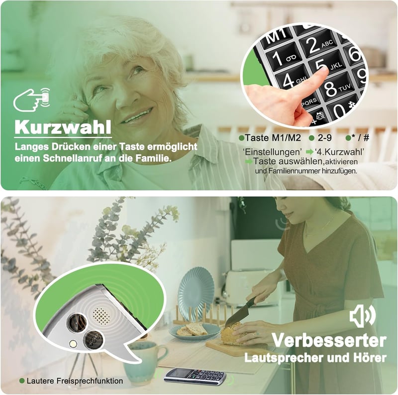 artfone A400 4G Idősbarát Mobiltelefon Nagy Gombokkal, Vészhívó Gombbal, Dual SIM, Asztali Töltőállvánnyal, 2.4" Kijelző