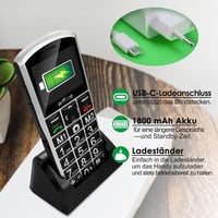 artfone A400 4G Idősbarát Mobiltelefon Nagy Gombokkal, Vészhívó Gombbal, Dual SIM, Asztali Töltőállvánnyal, 2.4" Kijelző 4