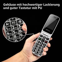 Telefon mobil pentru seniori artfone F20, pliabil, negru, fără abonament, 2G GSM, Dual SIM, butoane mari, ecran color de 2,4 inchi, buton SOS, radio FM, 1300 mAh 2