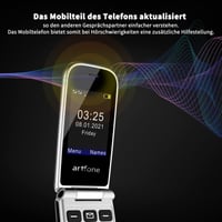 Telefon mobil pentru seniori artfone F20, pliabil, negru, fără abonament, 2G GSM, Dual SIM, butoane mari, ecran color de 2,4 inchi, buton SOS, radio FM, 1300 mAh 4